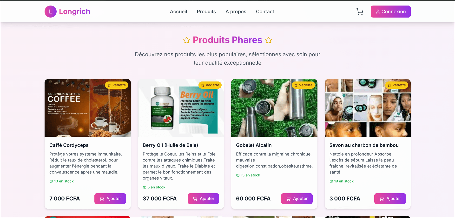 Longrich - Page d'accueil / Catalogue