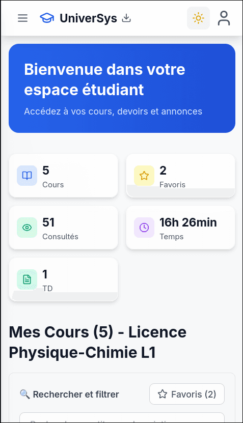 Universys - Version Mobile Étudiant